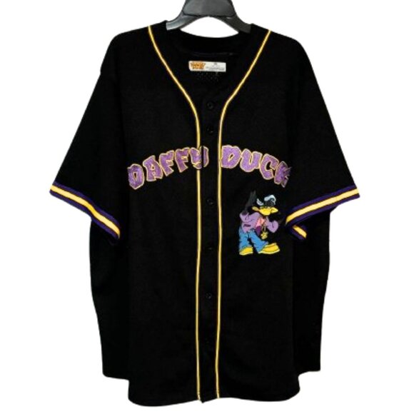 NWOT Men's Looney Tunes Daffy Freeze Max Hip Hop Button Up Baseball Jersey SZ 3X - Picture 2 of 16